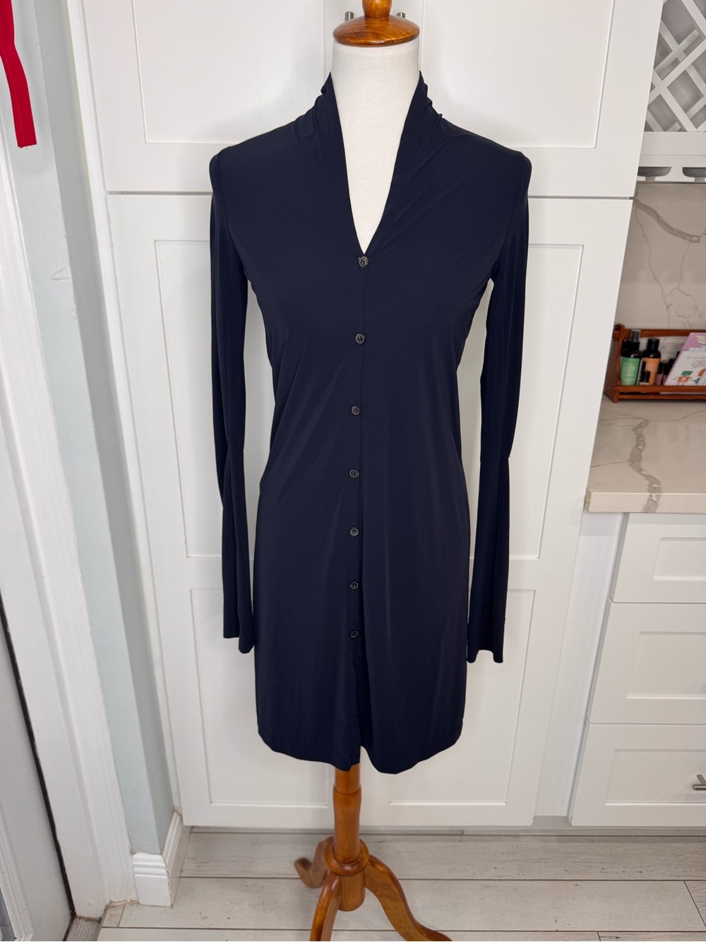 Peter O. Mahler Women's Casual Dress Long Sleeve Lightweight Navy Size Small
